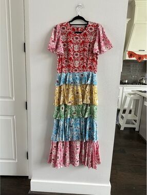 RHODE Serena Dress Multi Bordeaux Plume Grande s Size 8